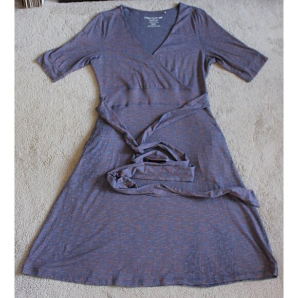 Toad & Co (Horny Toad) - Cue Cafe Wrap Dress in Blue Pattern, size Medium - Picture 6 of 10